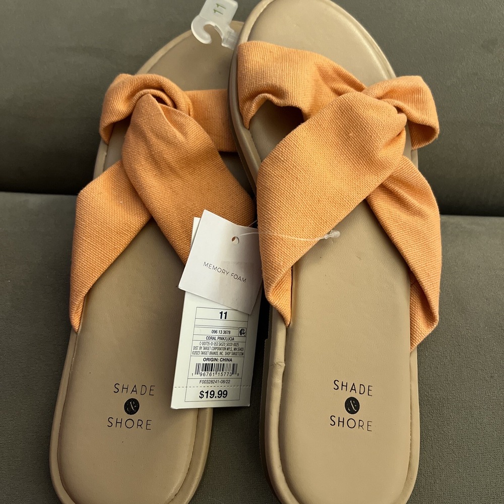 Shade & Shore Women's Lucia Slide Sandals Coral Pink Size 11 NWT